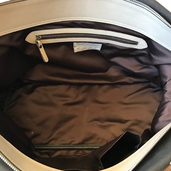 Brunello Cucinelli Tote Shoulder Bag Purse Womens Brown Gray Cream Italy 2 Tone - Picture 9 of 12